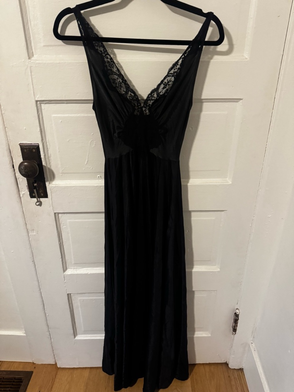Black Lace-Trim Long Nightgown - Women Intimates